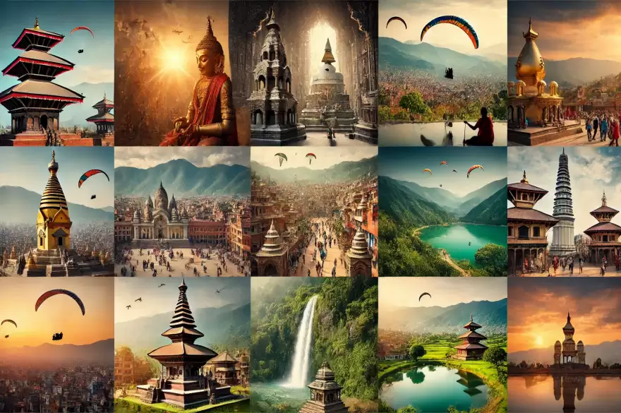 nepal landmark collage