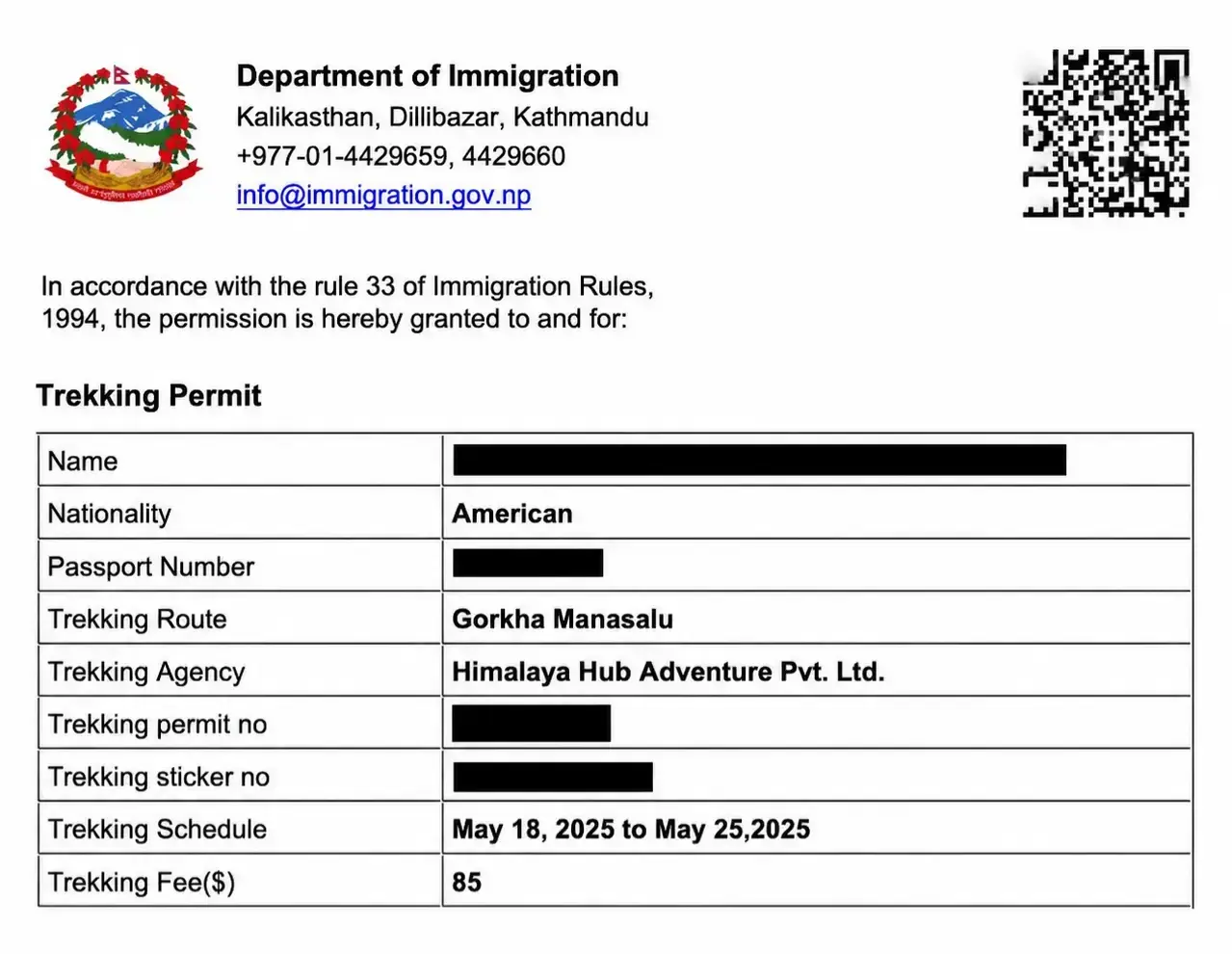 Restricted Area Permit (RAP) Nepal 