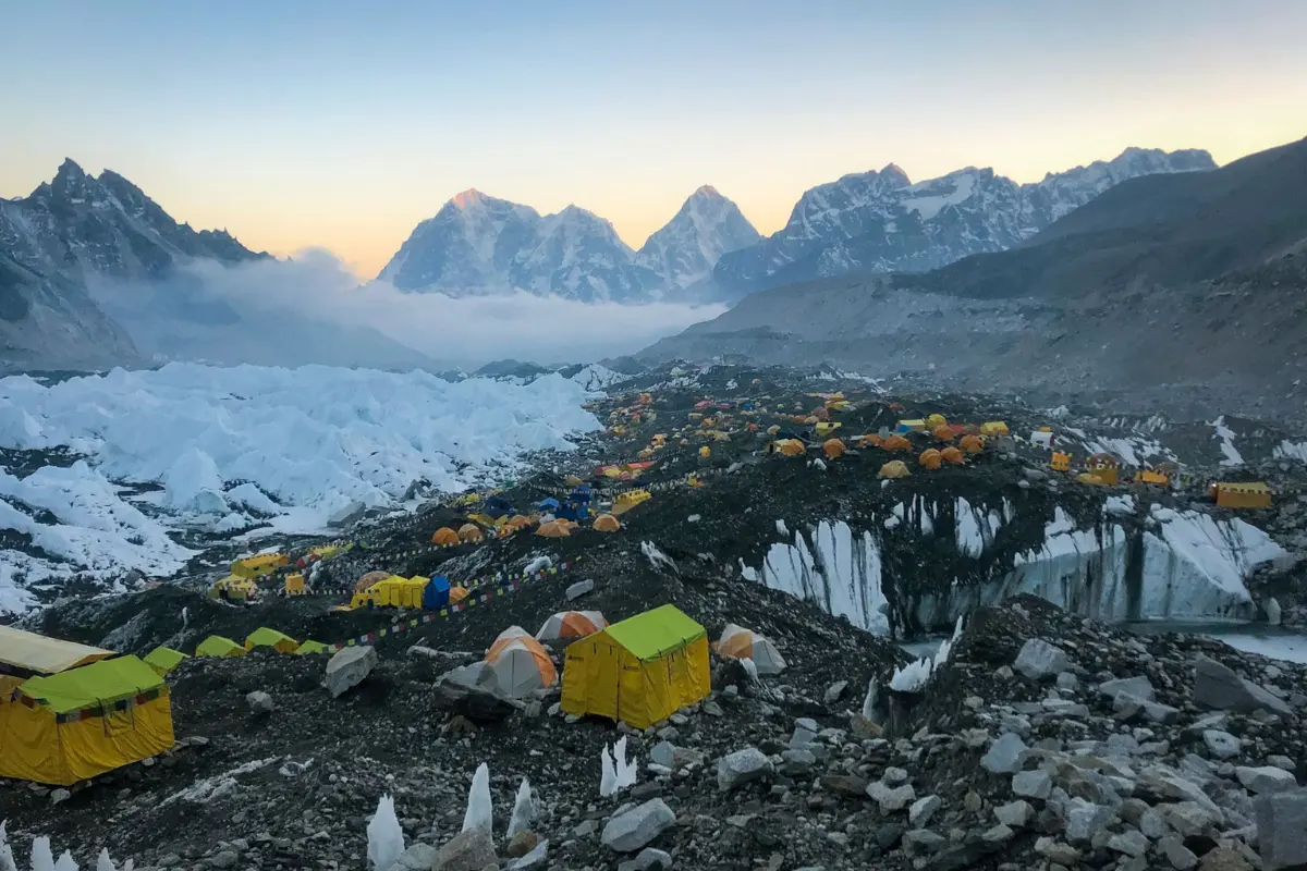 Mt Everest South Base Camp in Nepal