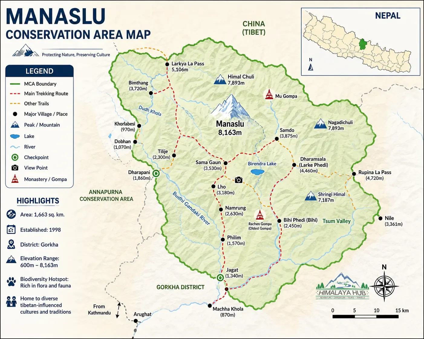 Manaslu Conservation Area Map
