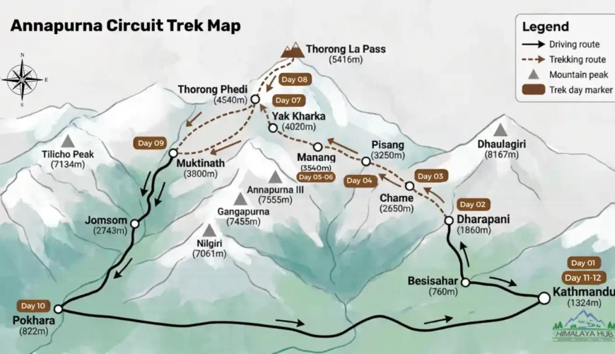 Annapurna Circuit Trek Map