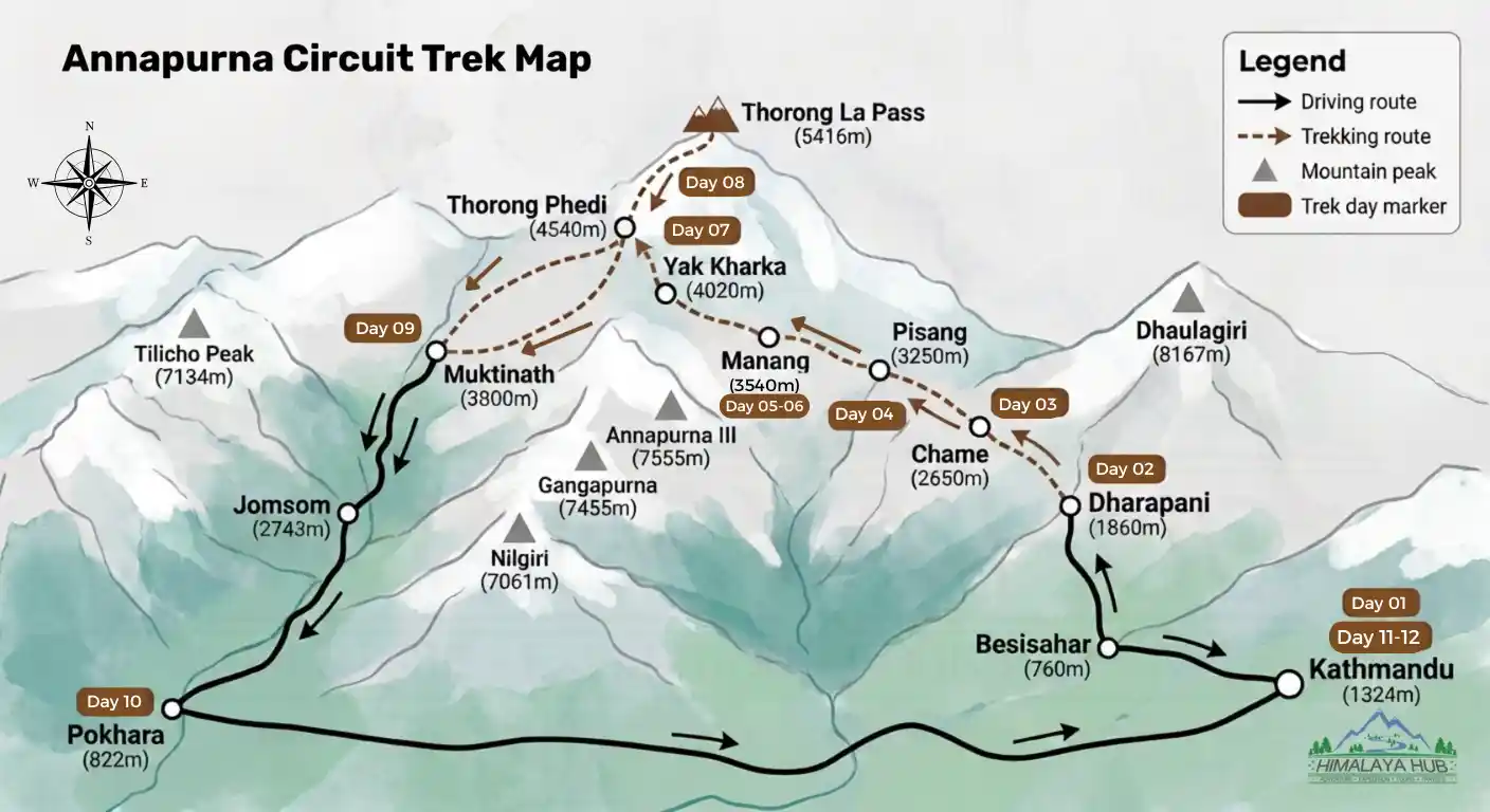 Annapurna Circuit Trek Map