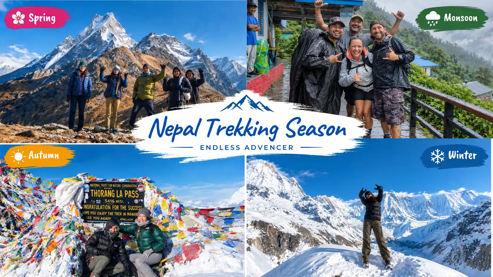 Nepal trekking seasons from spring and monsoon to autumn and winter