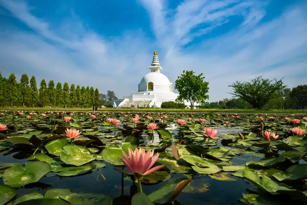 World Peace Pagoda in Lumbini, Nepal